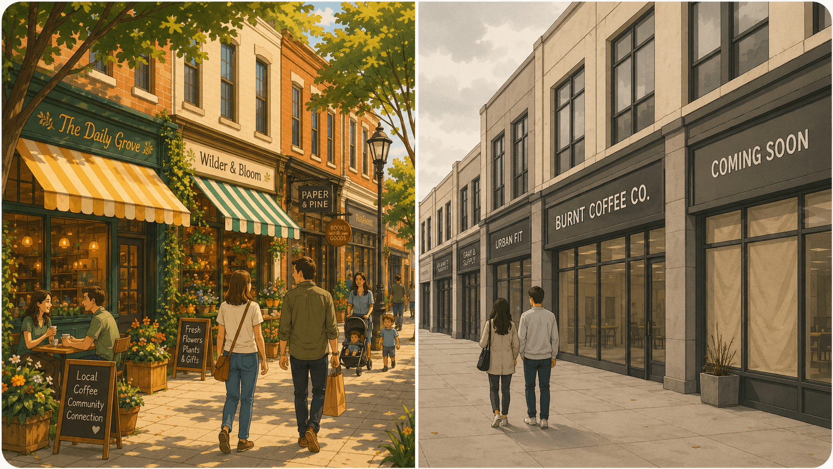 Independent local storefronts being replaced by chain businesses
