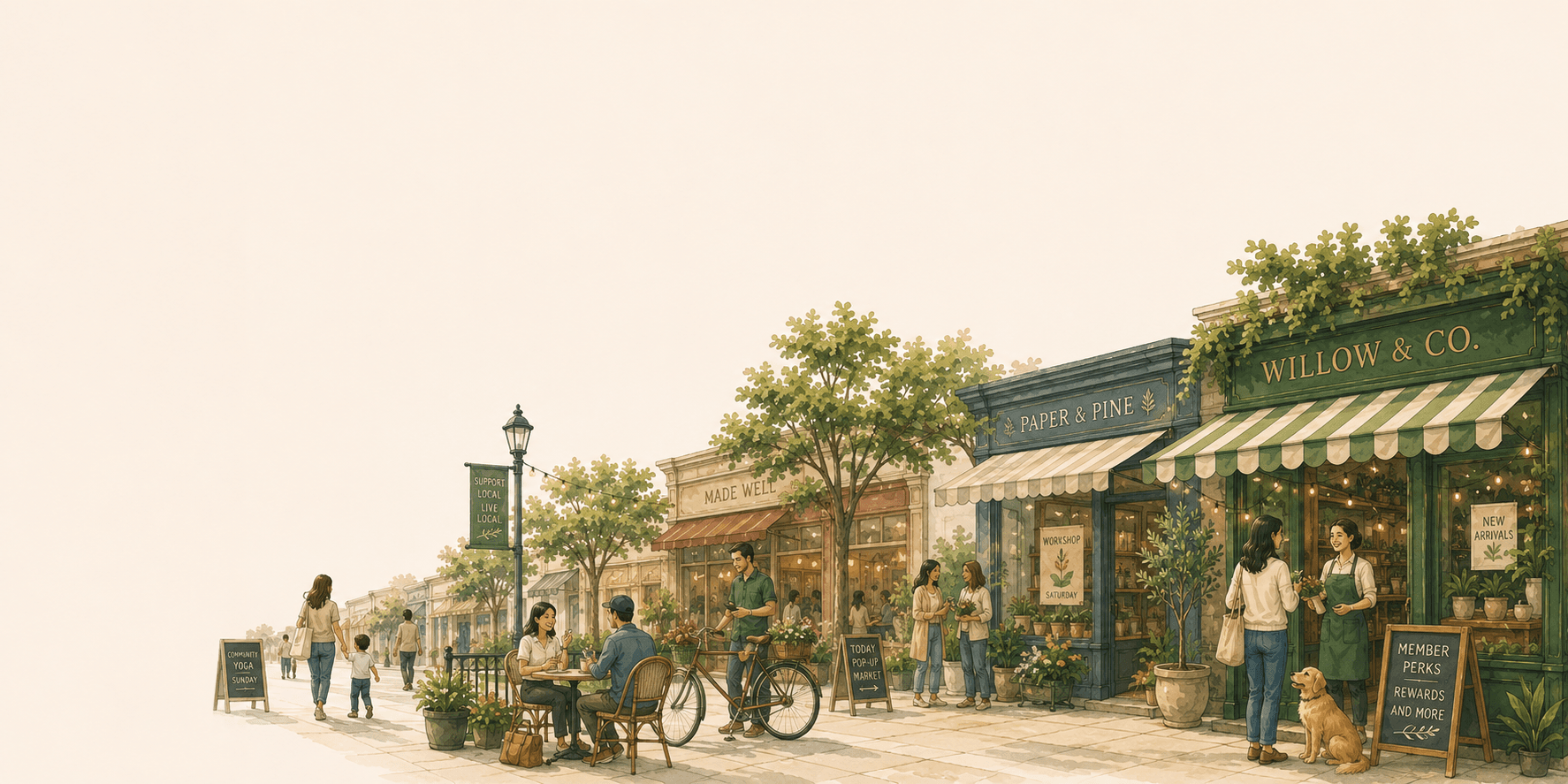 Rambla features — storefronts, rewards, events, and memberships for local businesses