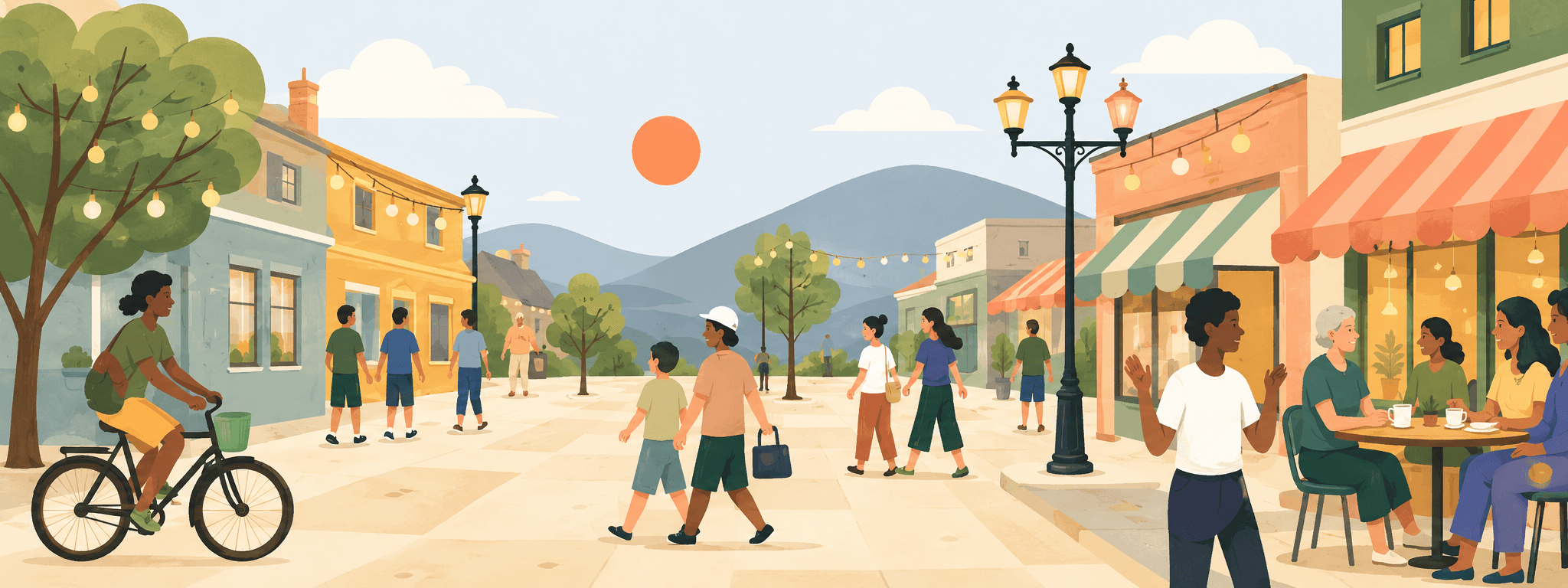 Vibrant neighborhood illustration